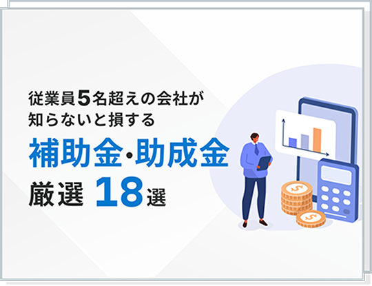 従業員が5名を超える会社が 知らないと損する　 補助金・助成金　厳選18種