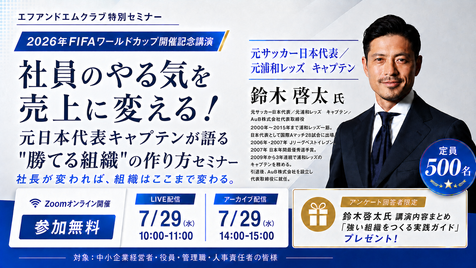 【7月29日】社員のやる気を売上に変える!元日本代表キャプテンが語る