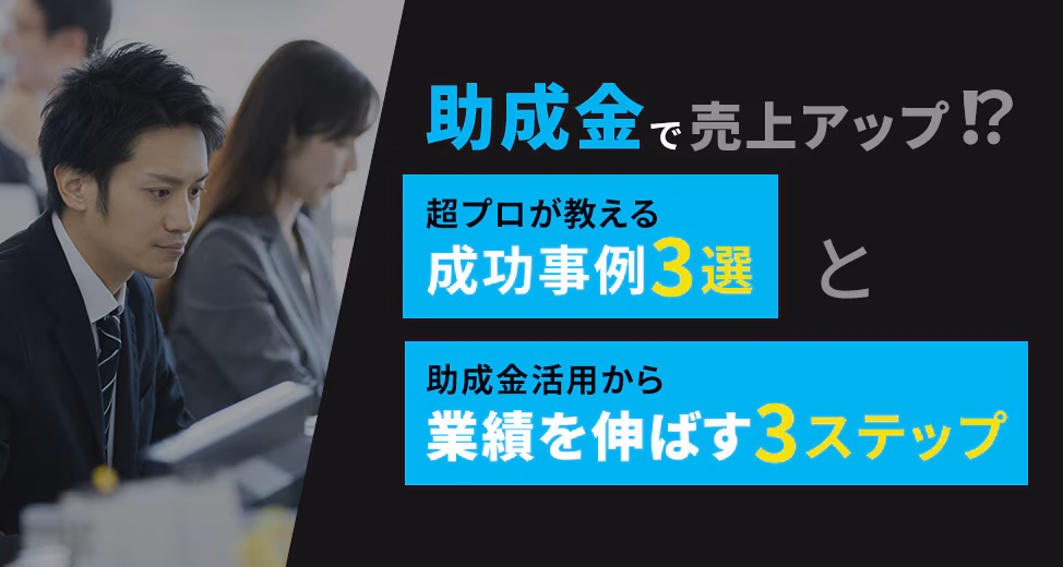 助成金で売上アップ！？超プロが教える成功事例3選と助成金活用から業績を伸ばす3ステップ